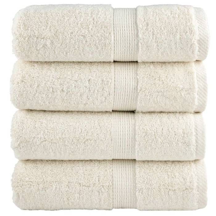VidaXL Premium Face Cloths SOLUND 4 Pieces Cream 30 X 30 Cm 600 G/m² 137468