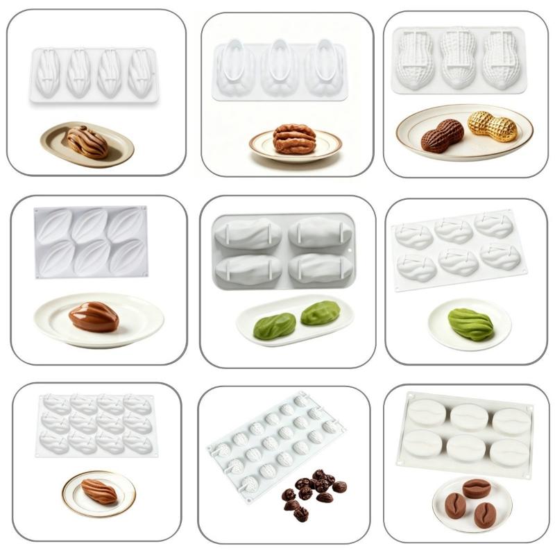 Stampo in Silicone a Forma di Arachidi Caffè Ceans per Torta Mousse Resistente alle Alte Temperature Facile da Sformare per Cottura Fai da Te Dessert