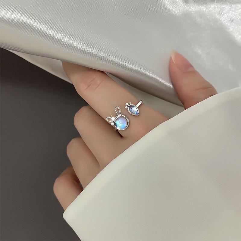 PANJBJ 925 Stamp Silver Color Rabbit Ears Ring for Women Girl Irregular Animal Cute Jewelry Birthday Gift Wholesale Dropshipping