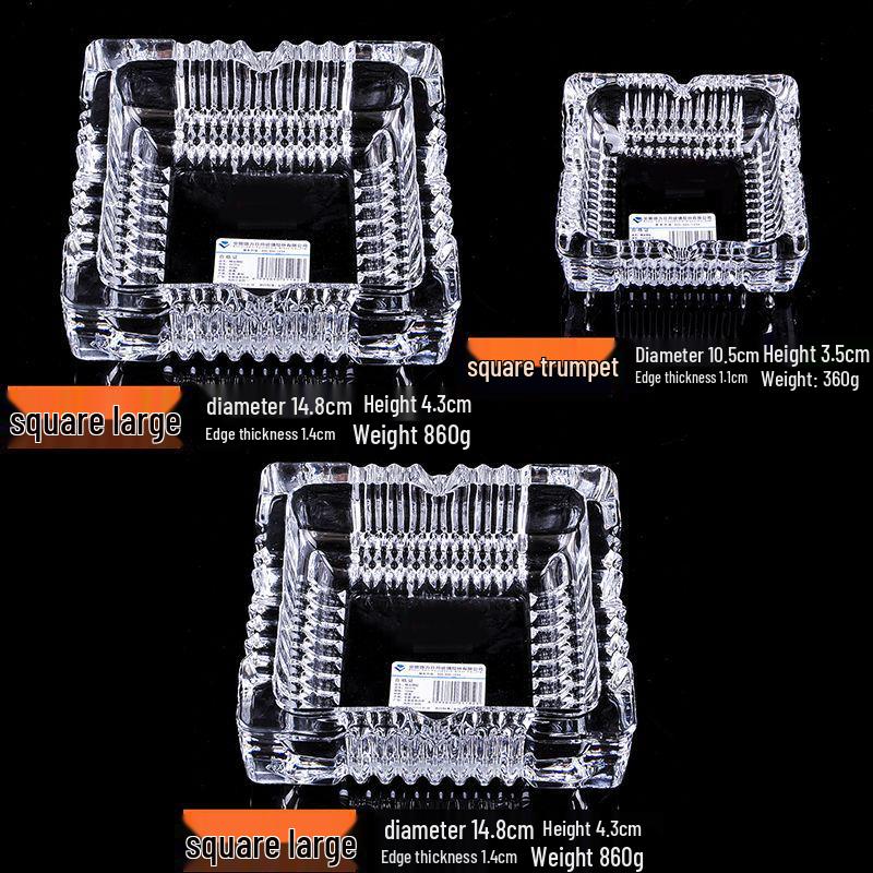 Premium Anti-Fly Ash Crystal Glass Ashtray for Stylish Living Rooms