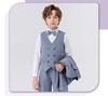 Boys' Solid Color Tuxedo Suit - Spring/Autumn British Style Blazer and Piano Performance Set