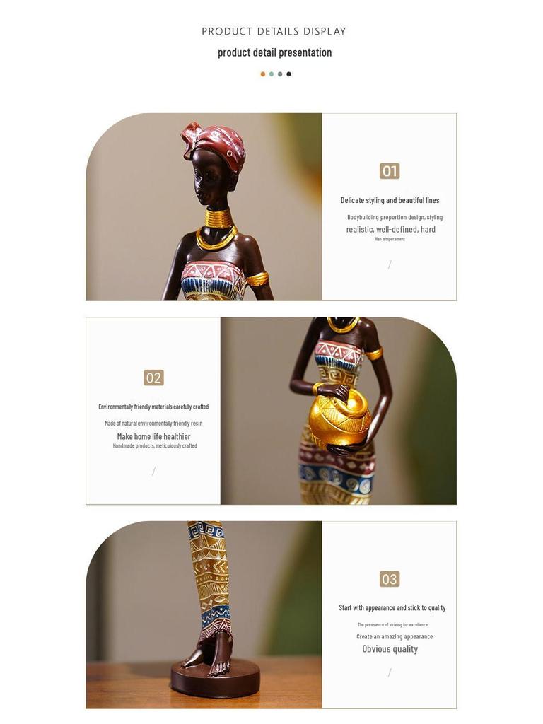 African Black Art Resin Figurine: Creative Home Decor for Living Room, Entrance Hall, or Wine Cabinet TV Stand