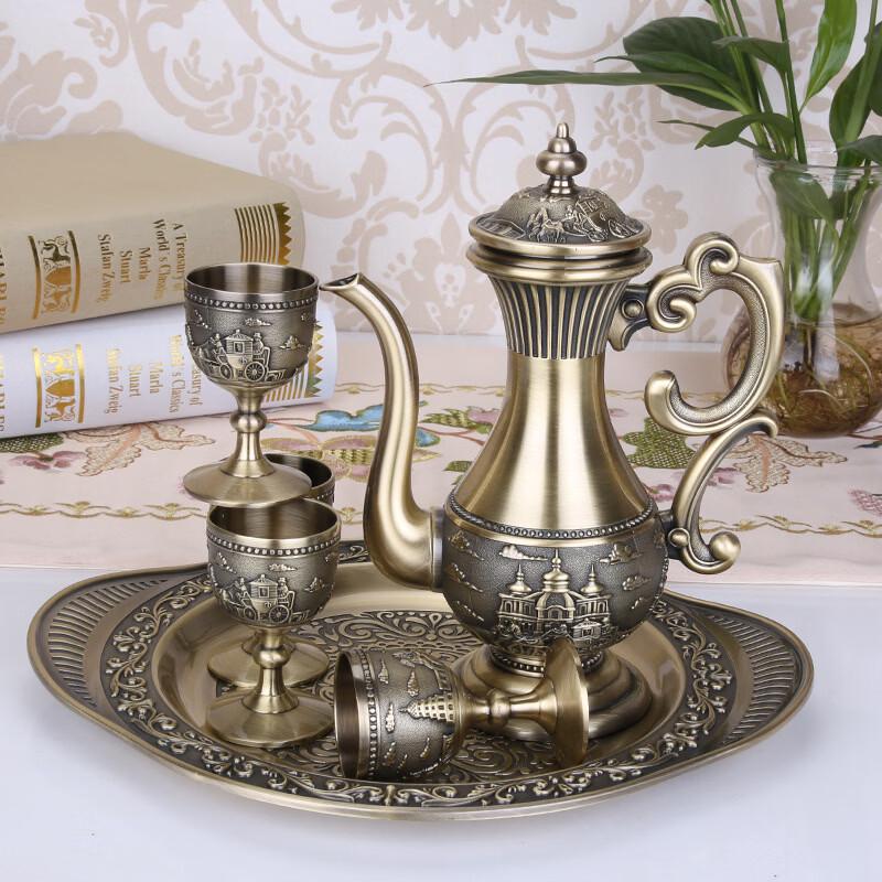 Shangqi Vintage Green Wooden Spirits Carafe & Goblet Set