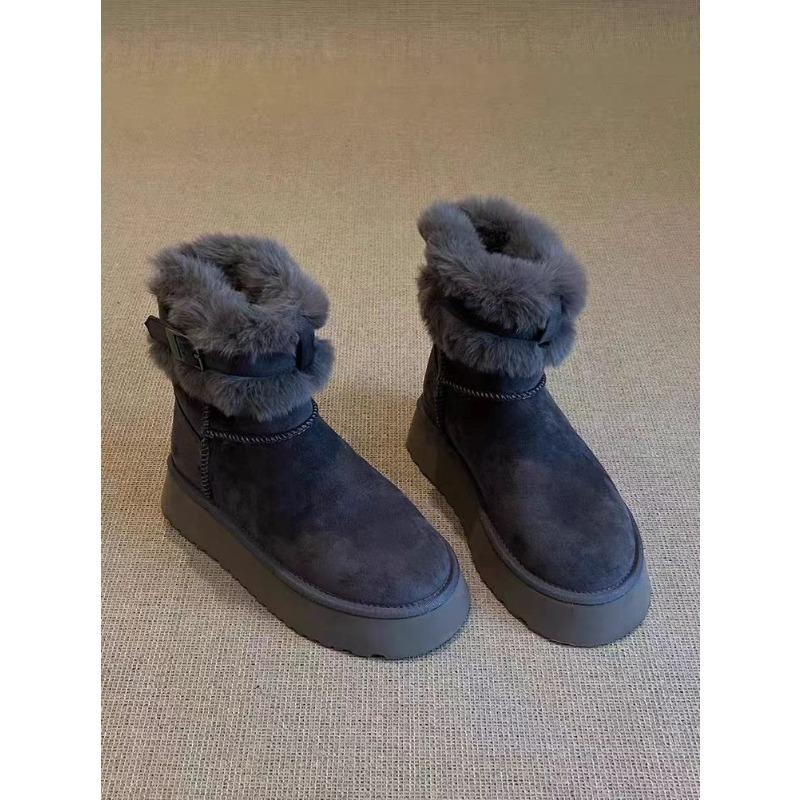 

Women s Fur As One Thick Bottom Heightening Hairy Mouth Winter Lightweight One-step Warm Snow Boots Non-slip Wear-resistant Casual Sports Cotton Boots 40 сірий колір