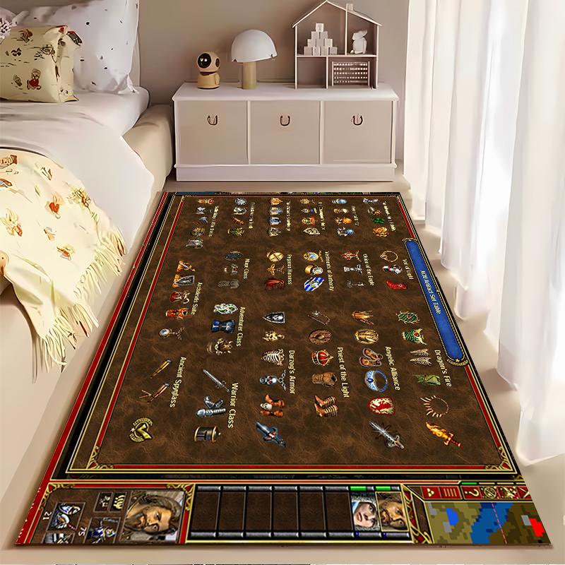 Heroes of Might and Magic Icons Rug: Non-slip rug suitable for living room and bedroom sofas.