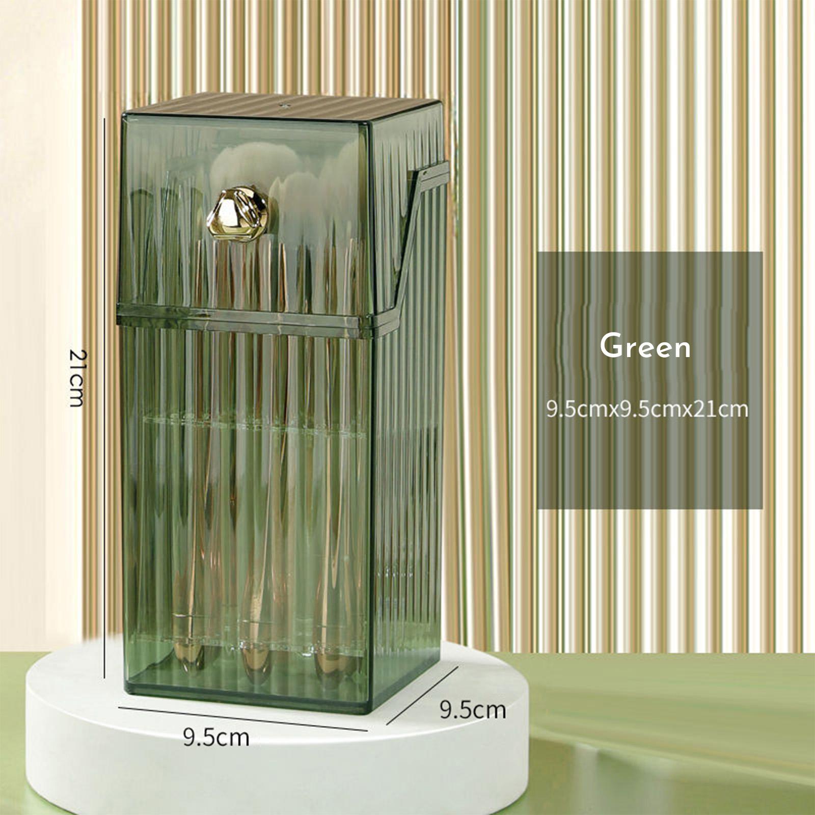 

Органайзер-подставка для кистей для макияжа с крышкой, Органайзер для косметики, Настольная стойка для хранения косметических кистей, Пылезащитный органайзер для косметики, Коробка для хранения 3 цвета зелёный