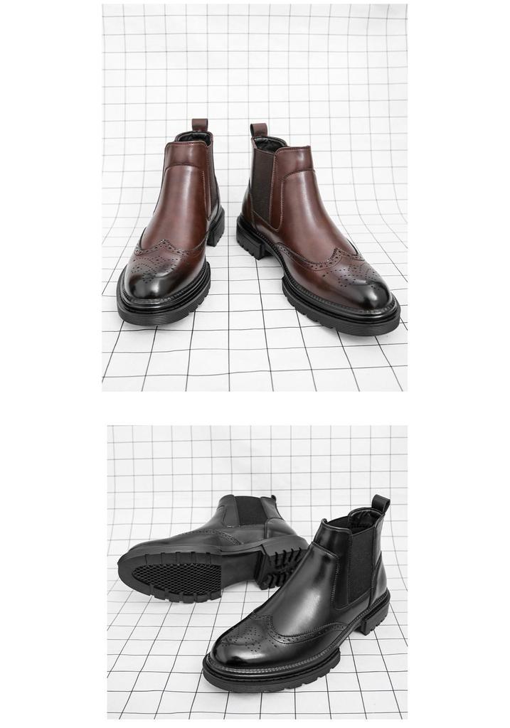 2025 Men's High-top Chelsea Leather Boots: Cross-border Fashion Slip-on Ankle & Martin Style
