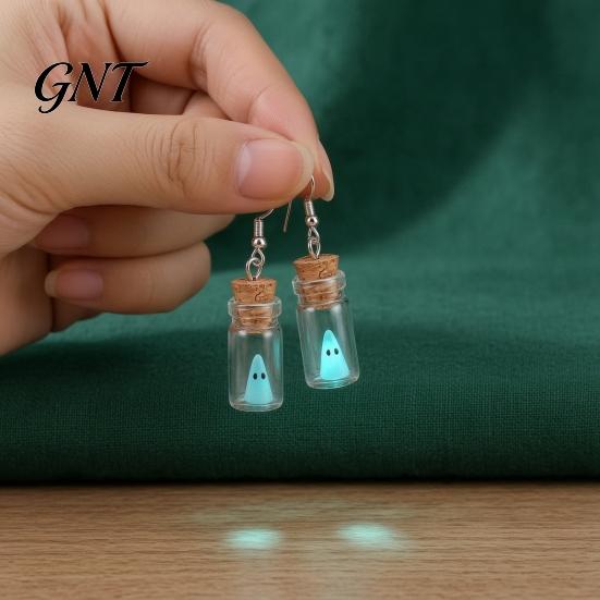 Gothic Style Accessories Glow Ghost Necklace, Glow-in-The-Dark Bottle Pendant, Cute Dark College Jewelry Earrings, Halloween for Women Men Cosplay