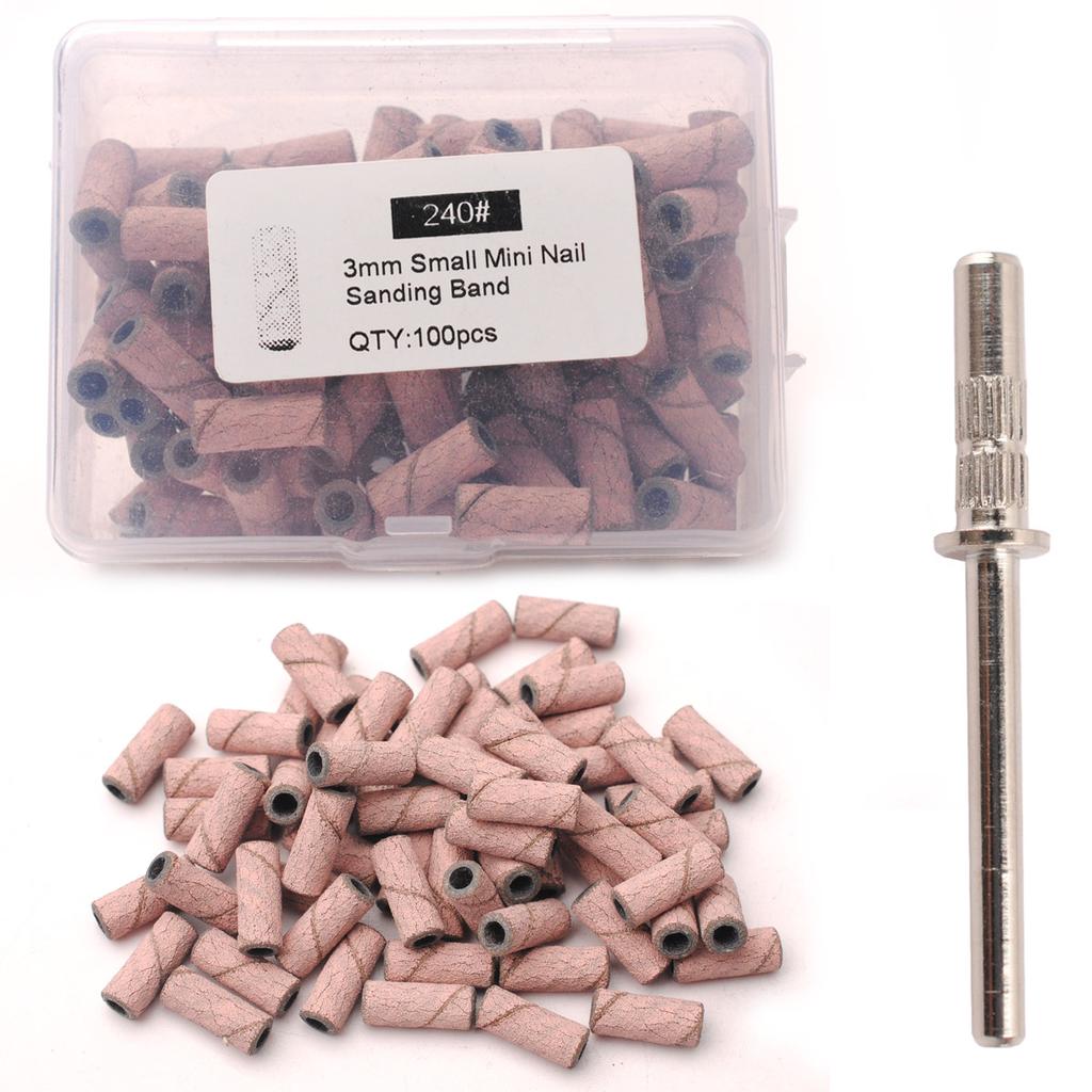 100pcs 3.1mm Mini Sanding Bands Kits Nail Drill Bits Mandrel Sets Electric Manicure Accessories Tool Dead Skin Remover nail file