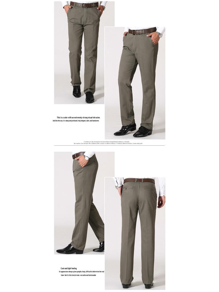 Męskie luźne spodnie biznesowe z czystej bawełny z prostą nogawką na jesień/zimę