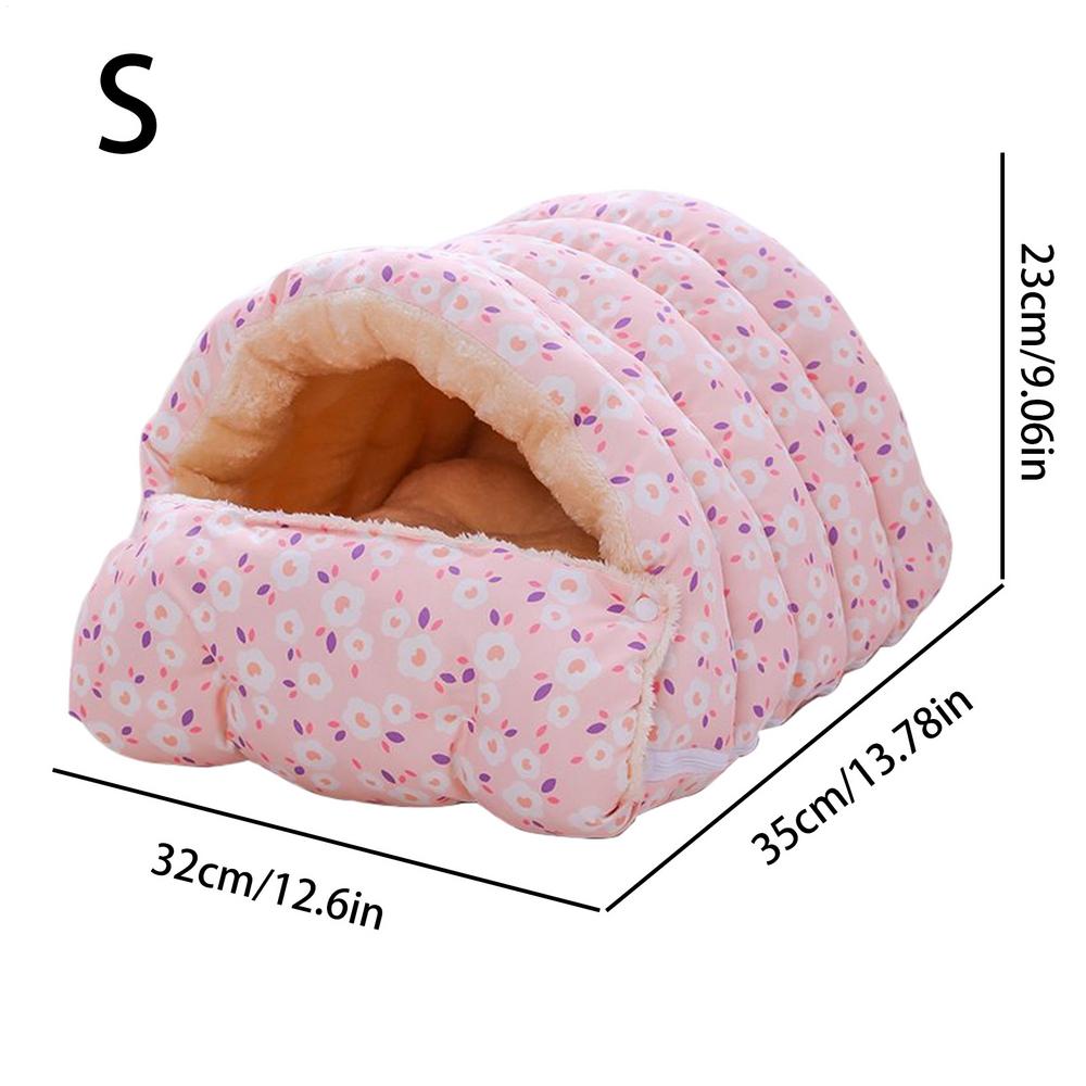 Pet Enclosed Nest Winter Warm Fully Enclosed Cat Sleeping Bag Washable Fluffy Cats Calming Cave Tent for Pets S