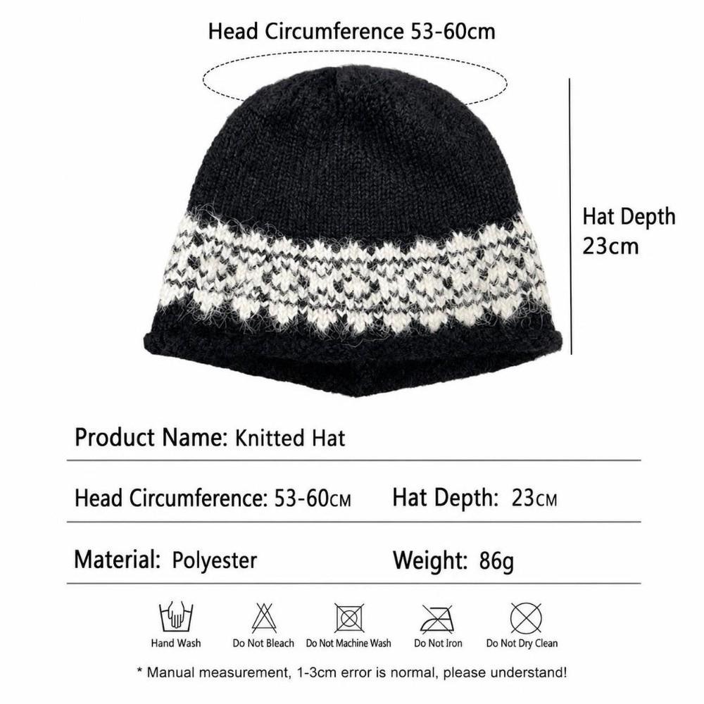 Face Slimming EarFlap Hat Polyester Fair Isle Jacquard Hat Vintage Fall Winter Hat  Outdoor Wear