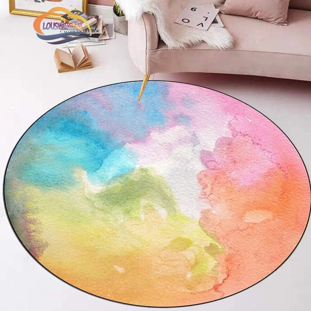

Сучасна мода розписана вручну барвиста спальня приліжкова килимка Офісна кімната Невеликий свіжий круглий килимок 60cmx60cm