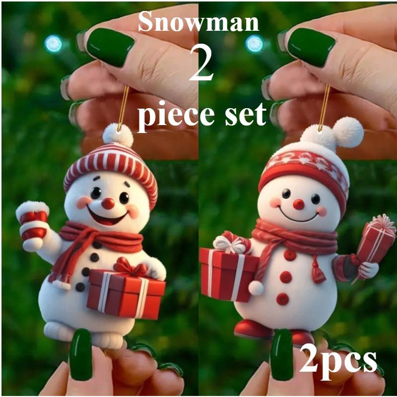 

4шт\ 3шт\ 2шт Рождественский Новый Акриловый Плоский (2D) Милый рождественский снеговик, костюм Санта-Клауса, украшение для зеркала заднего вида автомобиля, сумка, подвеска