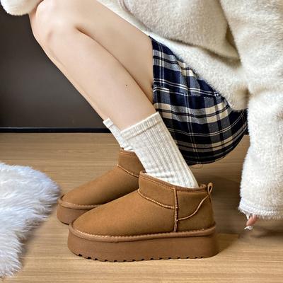 Fleece-Mitte hilft Schneestiefel Damen Winter neuer Student pendelt warm lässig Plateau Baumwollschuhe G