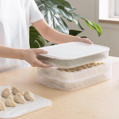 24TE 1/3 Layers Dumplings Box Stackable Plastic Storage Tray with Lid Sealed Airtight Preservation Container Fridge