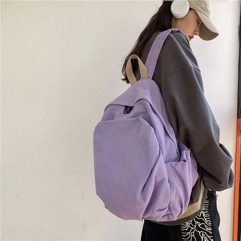 Casual Simple Solid Color Backpack Fashionable Lightweight Versatile Student Backpack Outdoor Travel Backpack