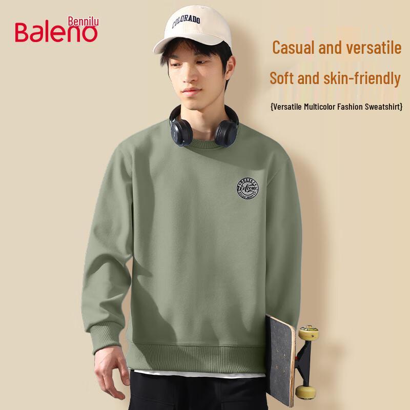Baleno Men's Heavyweight Round Neck Long Sleeve Sweatshirt