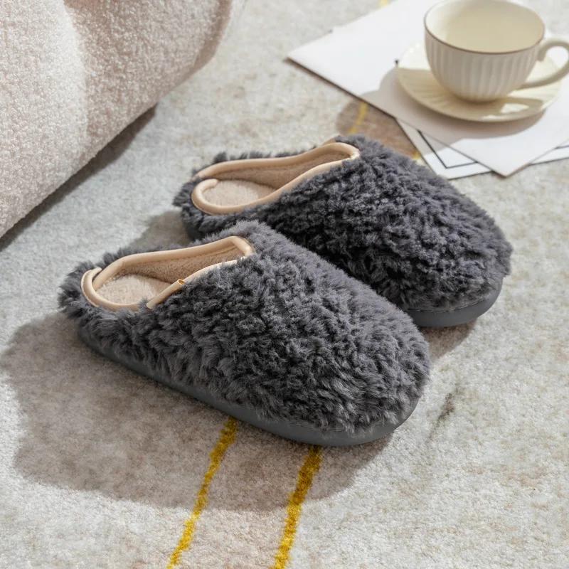 Fashion Women Slippers Winter New Short Plush Indoor Flat Slides Comfort Soft Furry Bedroom Slipper Fluffy Cotton Shoes