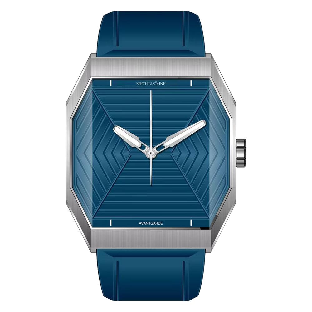 Luxury Brand Specht & Söhne New Classic Men's Wrist Watch Stainless Steel Blue Rubber Strap Waterproof Luminous Sport Watches