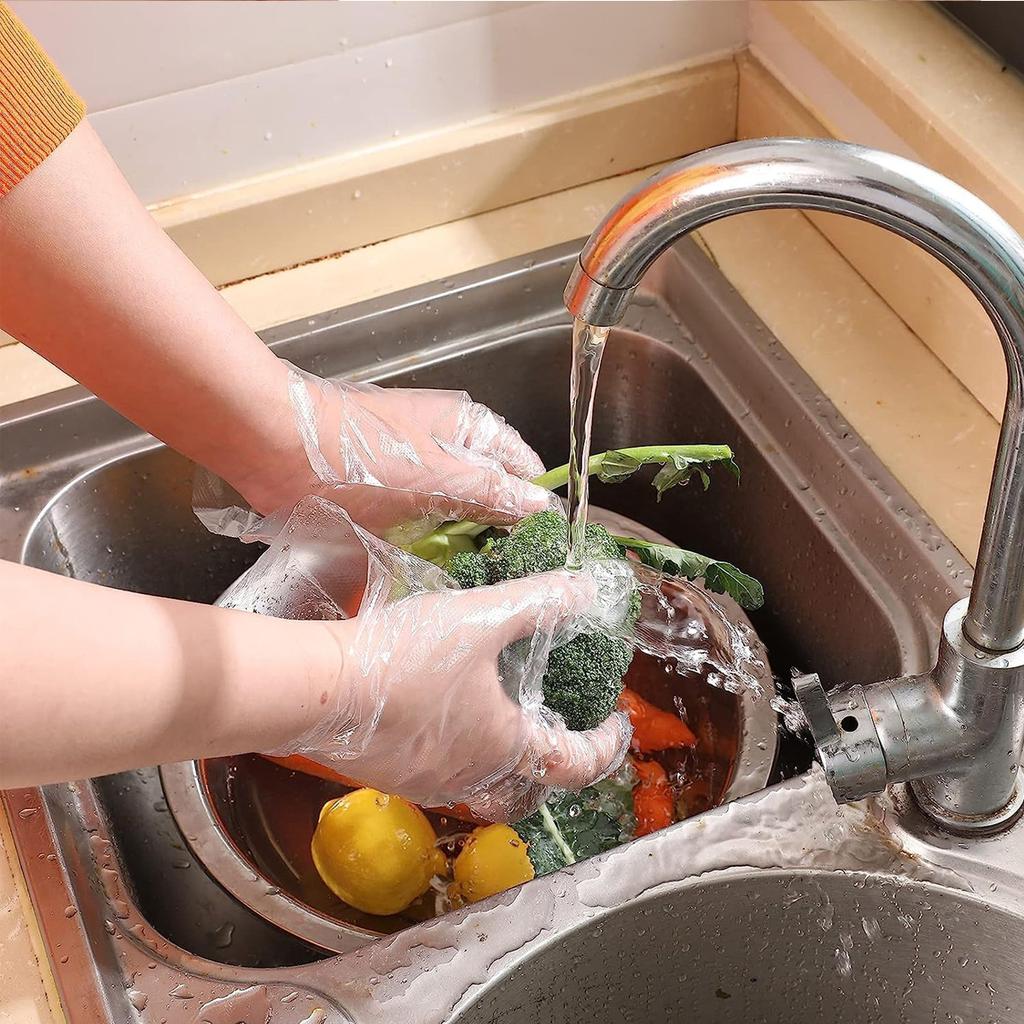 100pcs Disposable Transparent Pe Gloves Food Preparation Gloves Food Handling Uniform Size Clean And Hygienic