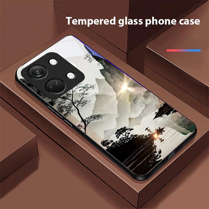 Colorful Scenery For OnePlus Nord 3 5 6T 7 Pro 8 12 10T Reno8 Lite 5G 10R Nord N30 Hard Shell Tempered Glass Phone Case Black