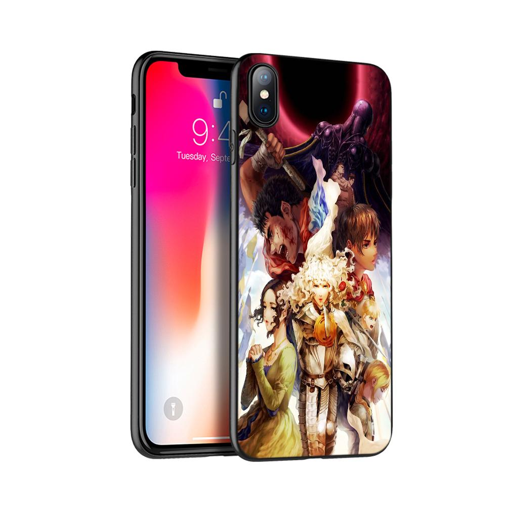 Black Tpu Case for Iphone 5 5s SE 2020 6 6s 7 8 Plus X 10 Case Cover for Iphone XR XS 11 Pro MAX Case Berserk Guts Anime Cool