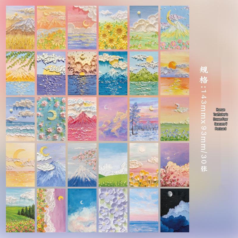 

Шепот Четырех Сезонов: Набор открыток с художественной масляной живописью (30 карт)