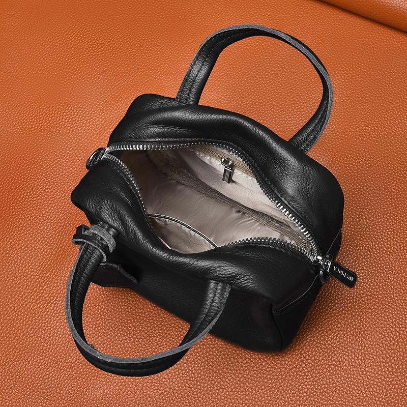 100% Genuine Cowhide Leather Shoulder Bag For Women Large Capacity Luxury Ladies Solid Color Messenger Handle Commuter Tote Sac