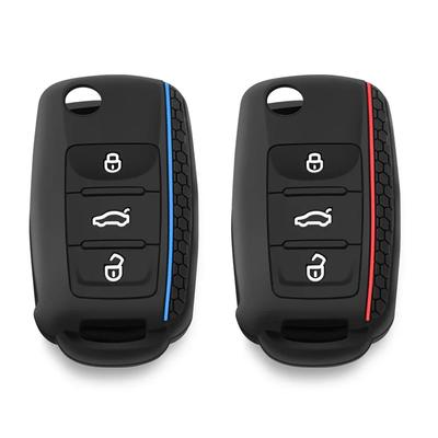 Funda de silicona de 3 botones para llave de coche, compatible con VW Golf, Jetta, POLO, Skoda Yeti, Superb, Rapid, Octavia, SEAT León e Ibiza.