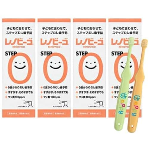 [4 Boxes + 2 Toothbrushes] Renovigo STEP0 (38ml) X 4 Boxes with 2 Mini-Head Infant Toothbrushes