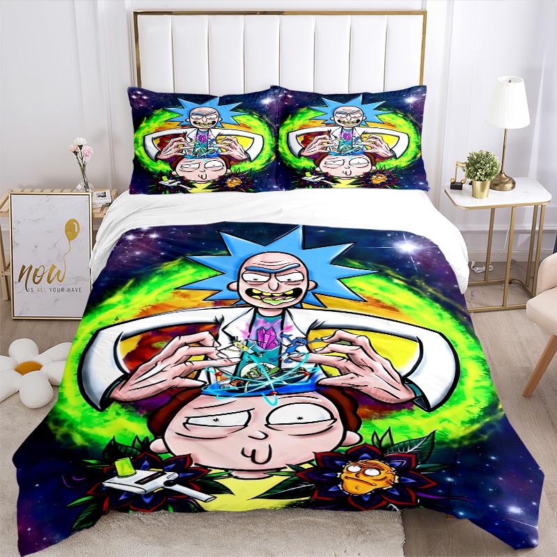 Rick Morty Dobrodružný Potisk 3dílná Sada Povlečení Povlak na Peřinu Se 2 Povlaky na Polštář Domácí Dárek k Narozeninám