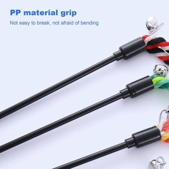 Yousheng Cat Tease Stick Toy Bite-Resistant with Bell Kitten Playing Interactive Teaser Wand Toys Handwoven Cotton Rope Pet Accessories