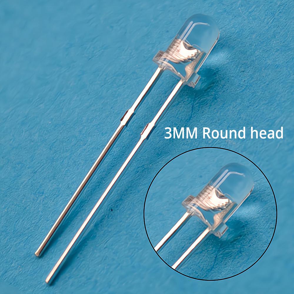 100Pcs White 3mm Round LED Assortment Kit Ultra Super Bright Light Emitting 6000-6500k Diode Bulb Lamp