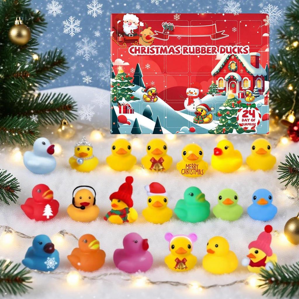 2026 Duck Advent Christmas Calendar 24 Days Advent Bath Toys Countdown Home Decor Holiday Rubber Ducks Ornaments Xmas Gift