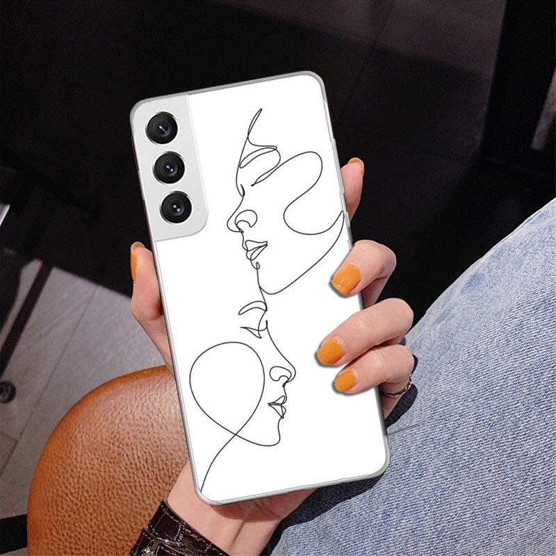 Abstract Line Women Face Phnoe Case for Samsung Galaxy S26 S25 Edge S23 S24 Ultra S22 Plus S21 S20 FE Unique Cover Soft Coque Ga