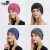 9875 Autumn/Winter Fleece-Lined Multi-Color Wool Knit Pullover Hat - Cozy Fashion for Women