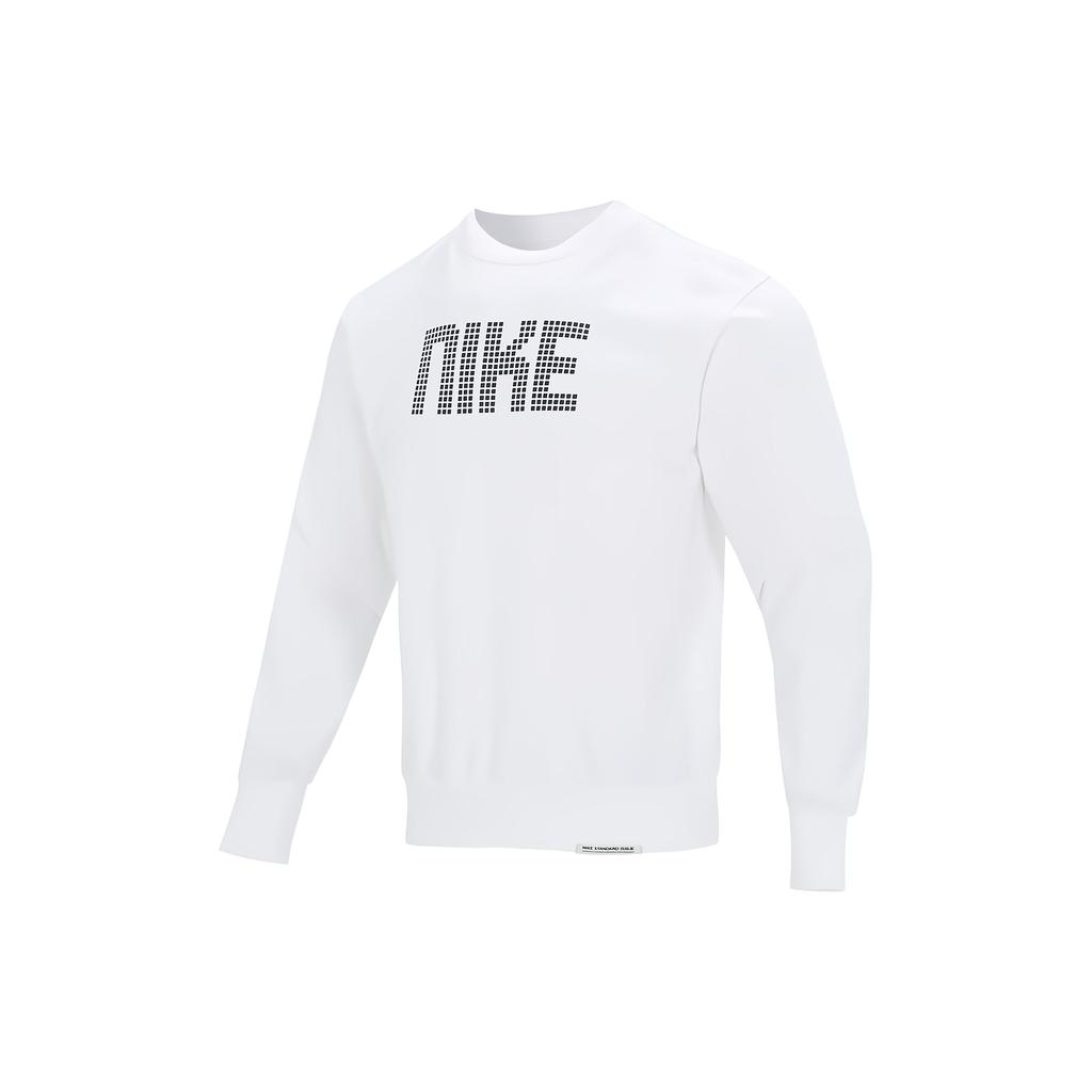 Nike Letter Print Loose Round Neck Pullover Sweatshirt Men Tops White FD9744-100