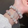 Pearl Crystal Heart Bead Bracelet With Stretchy Design For Women Gift