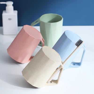 Wheat Straw Anti-Fall Toothbrush & Mouthwash Cup with Logo - Creative Home Bathroom Accessory