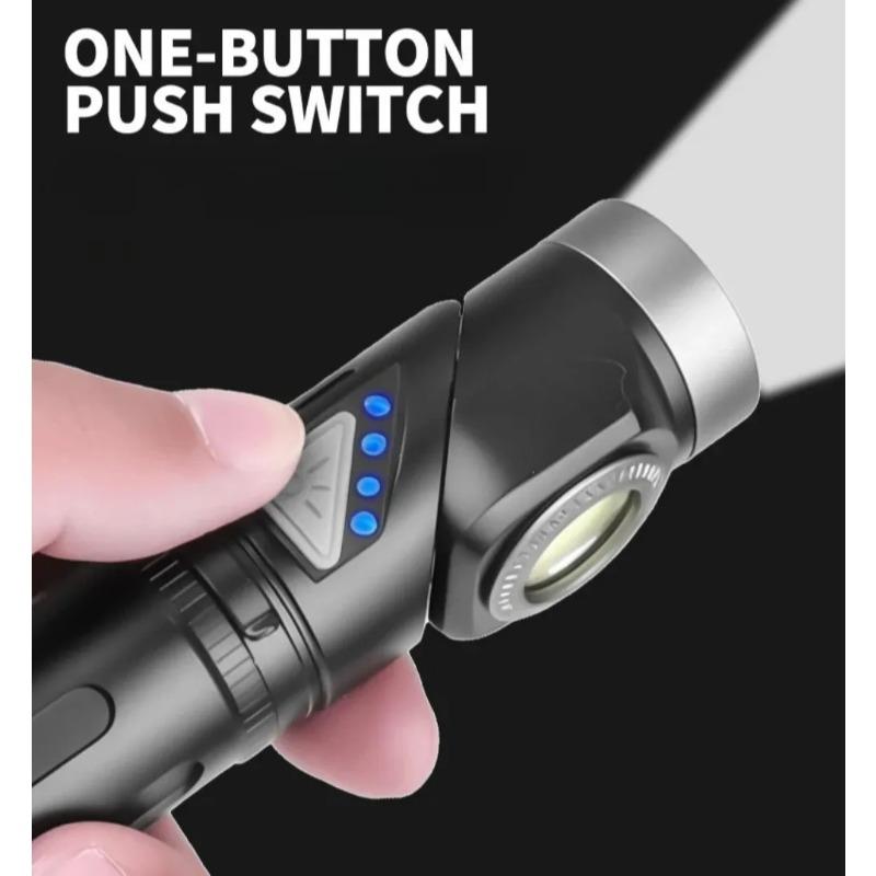 Rechargeable LED EDC Flashlight with 90° Rotate Head Pocket Torch Magnetic Base for Camping, Working, Outdoor, Hiking, Emergency