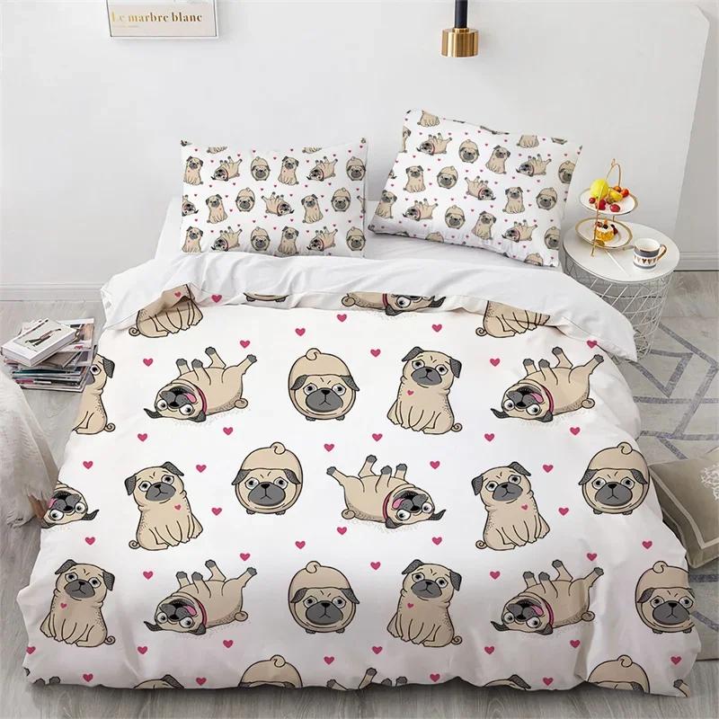 Cute Cartoon Dog Duvet Cover Pet Puppy Dogs Bedding Set Twin Full For Kids Girls Kawaii Room Decor Microfiber Comforter Cover
