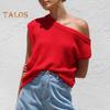 Women Tops Short Sleeve Screw Collar Solid Color T-Shirt Spring Summer Stretchy Pullover Tops Daily Wear