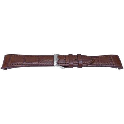 Watch Strap - MY-MONTRE - Alligator-grained Calfskin - Brown - 20mm - Stainless Steel Buckle