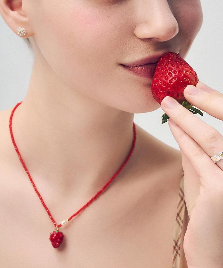 Dana Burton Sweet Strawberry Glass Necklace