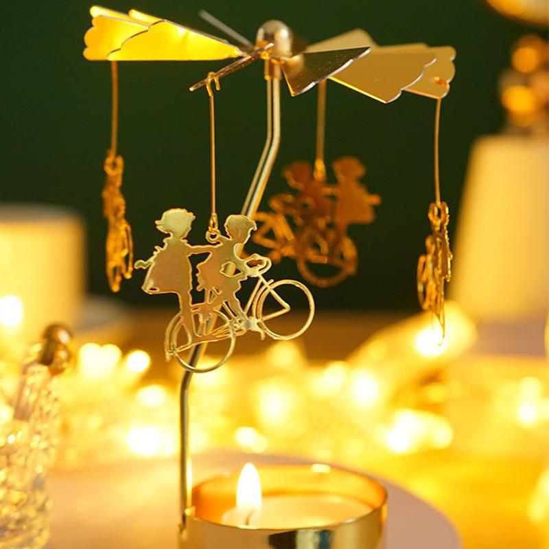 1pc Metal Hot Rotating Candle Holder Christmas Rotating Candle Holder Dinner Party Wedding Party Candle Holder Decoration Gift
