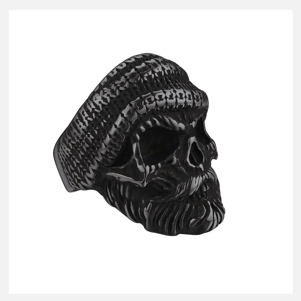 U7 Stainless Steel Big Skull Rings for Man Woman Size 7-14 Cross 3D Skeleton Cuban Chain Celtic Knot Pattern Gothic Punk Jewelry