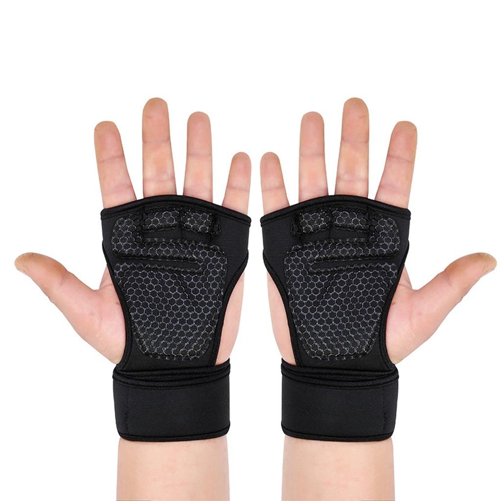 1 pár Černé 4prsté rukavice s chráničem zápěstí Protiskluzové Nárazuvzdorné Vzpěračské Zápěstní Posilovací Rukavice L