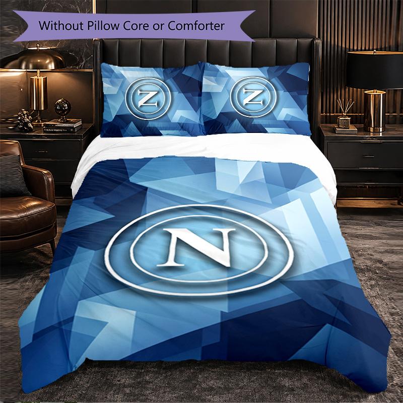Biancheria da Letto a Tema Napoli FC Set 3 Pezzi Copripiumino Biancheria da Letto Decorativa Per Camera Adolescenti Decorazione Casa