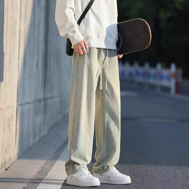 

Men s Jeans Winter-Autumn American Washed Loose Straight Daily XXL жовтий